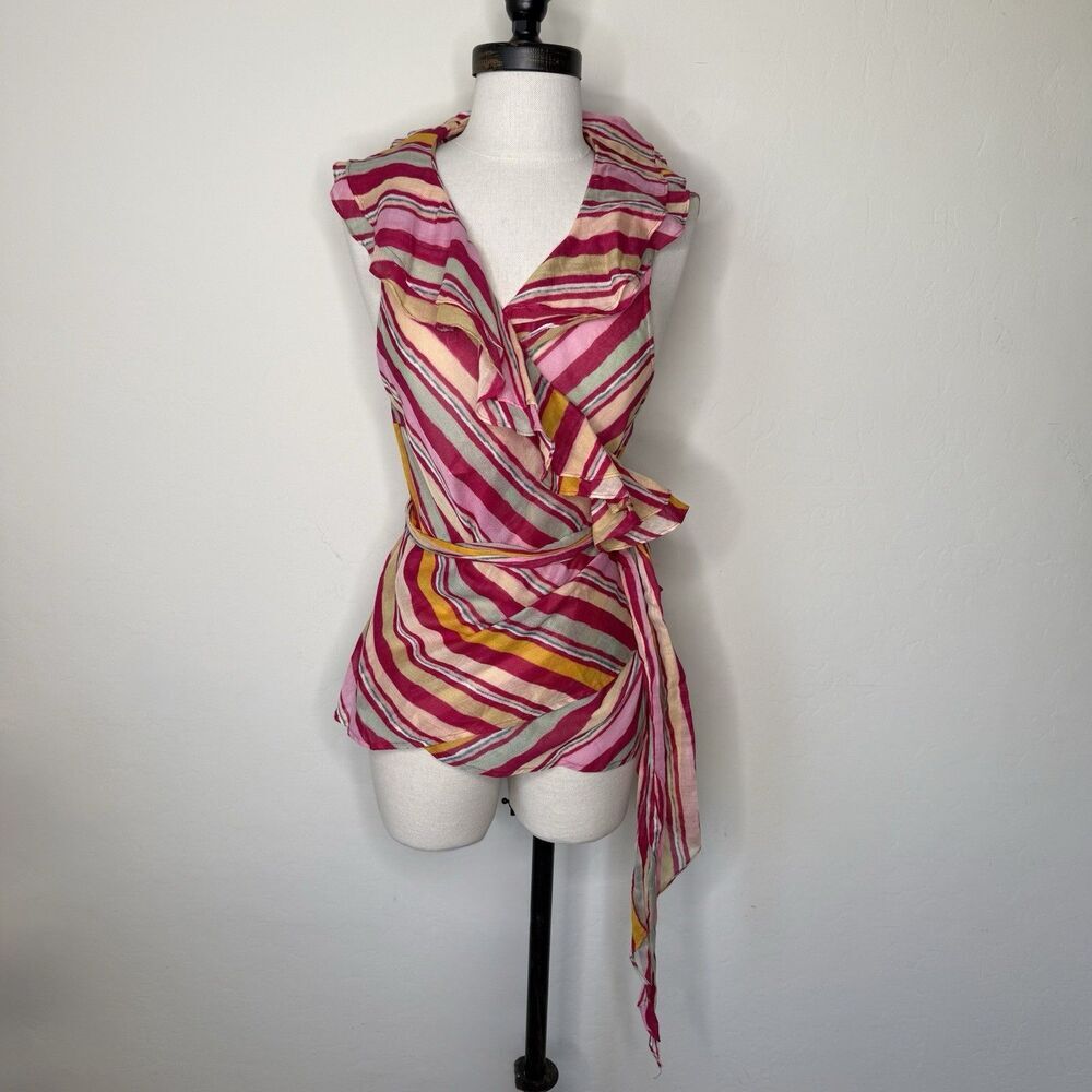 Lauren Ralph Lauren Womens Large Woven Cotton True Wrap Tank Top Summer Luxury